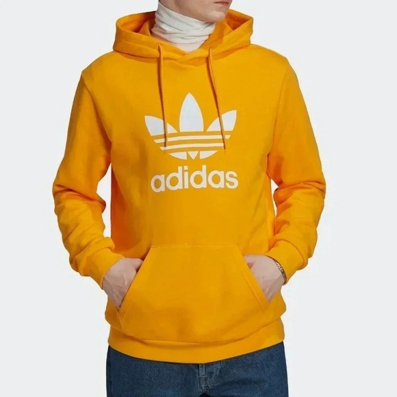Adidas Men's Adicolor Classics Trefoil Hoodie Collegiate Gold - Picture 1 of 3